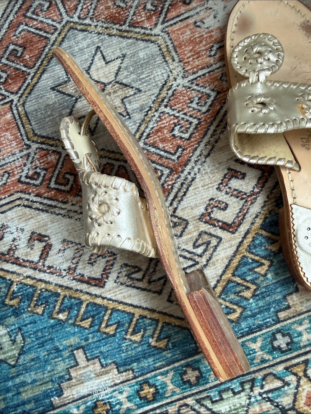 Authentic Jack Rogers Metallic Gold Rondelle Slide Sandals - Picture 2 of 3
